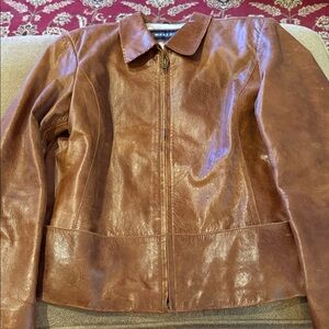 Vintage Whet Blu Brown Leather Zip Jacket Large (TD)